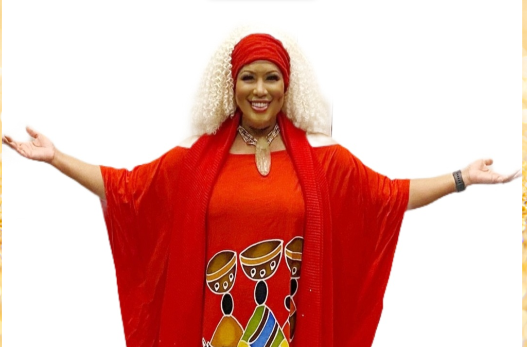 Orgena red tribal pose