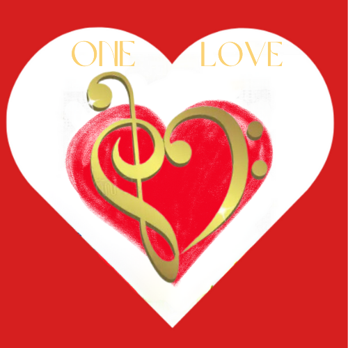 One Love in red frame gold heart (2)